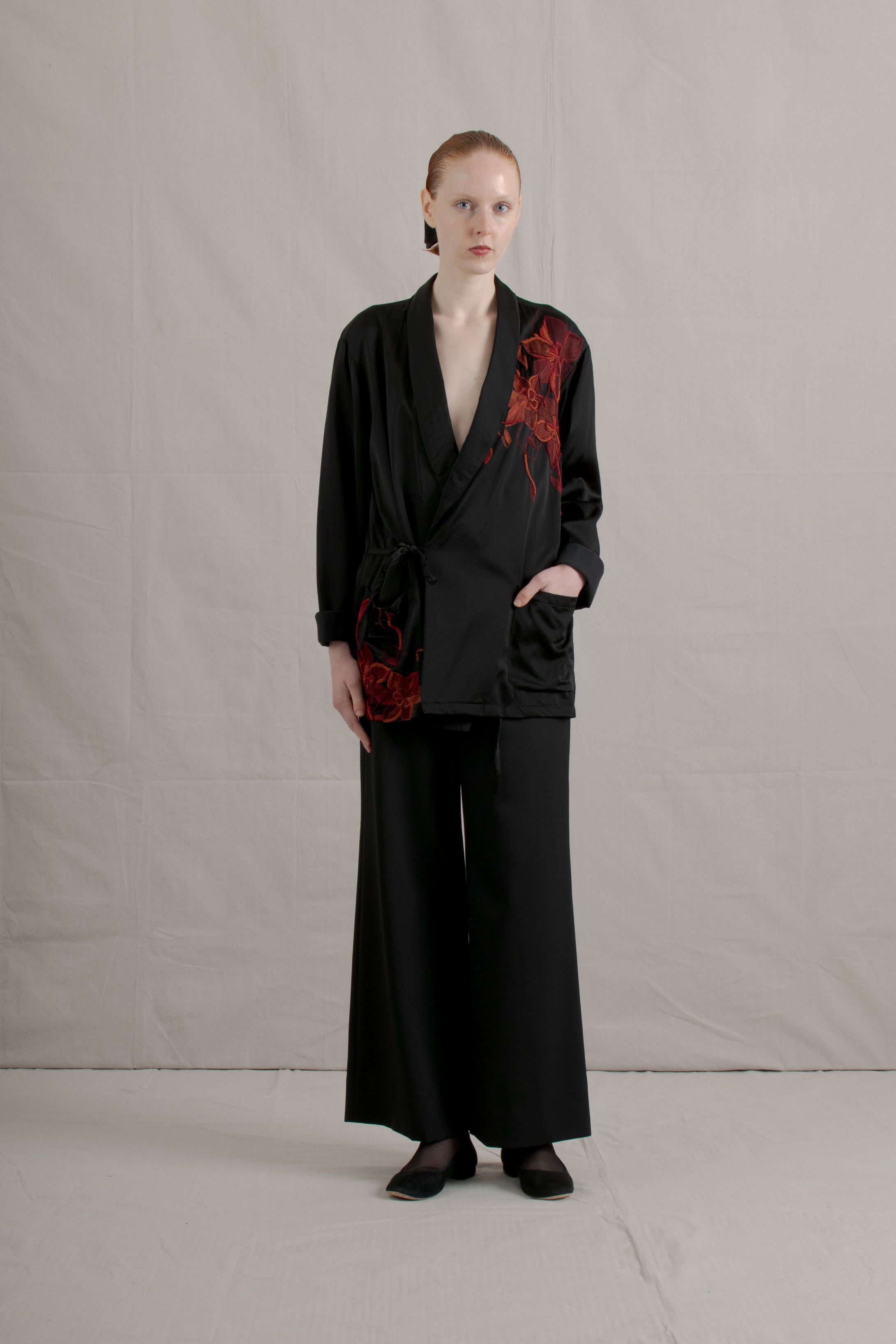 Dries Van Notem Black Embroidered Smoking Jacket