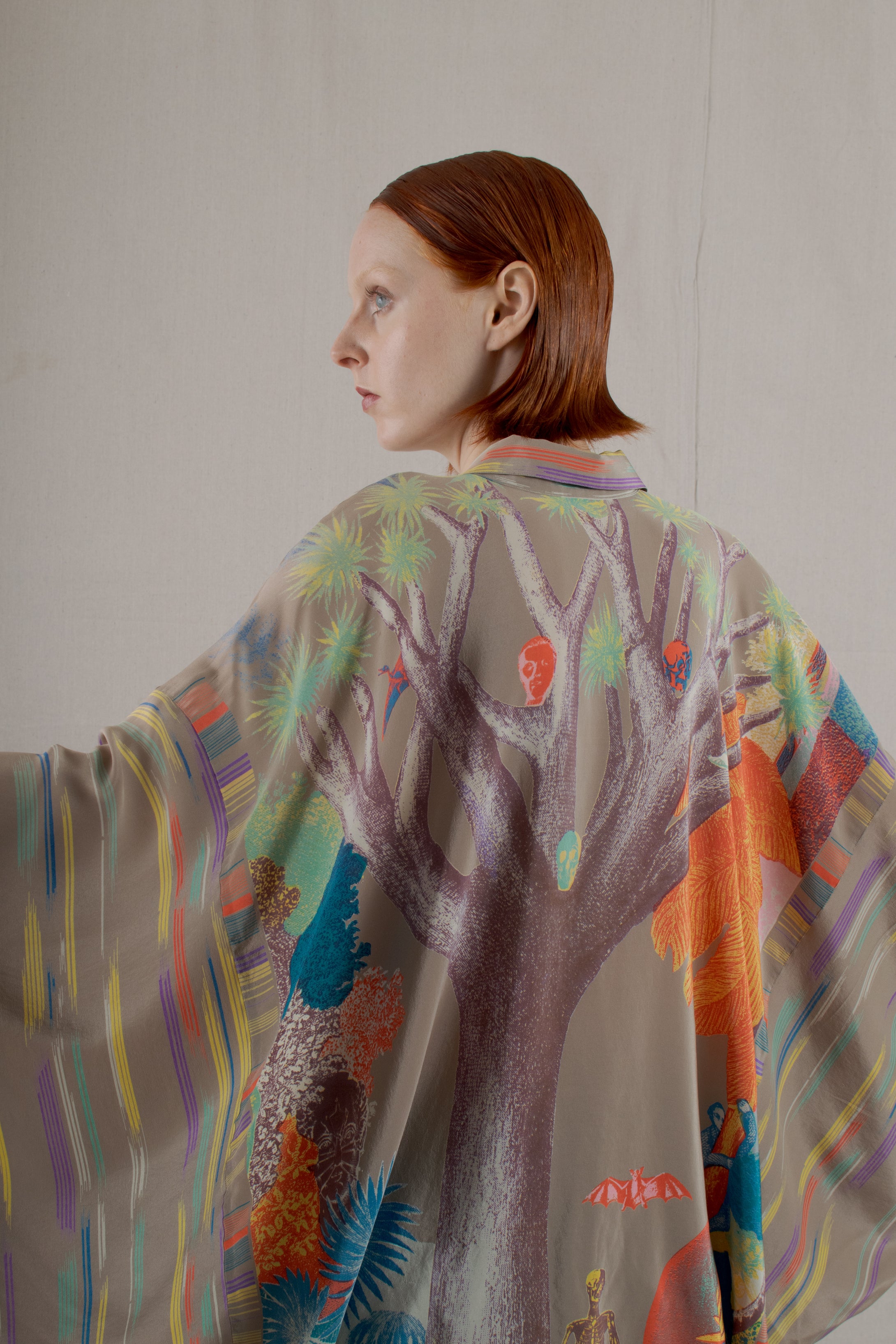 fall/winter 1976–77 Issey Miyake Tadanori Yokoo Print Silk Blouse