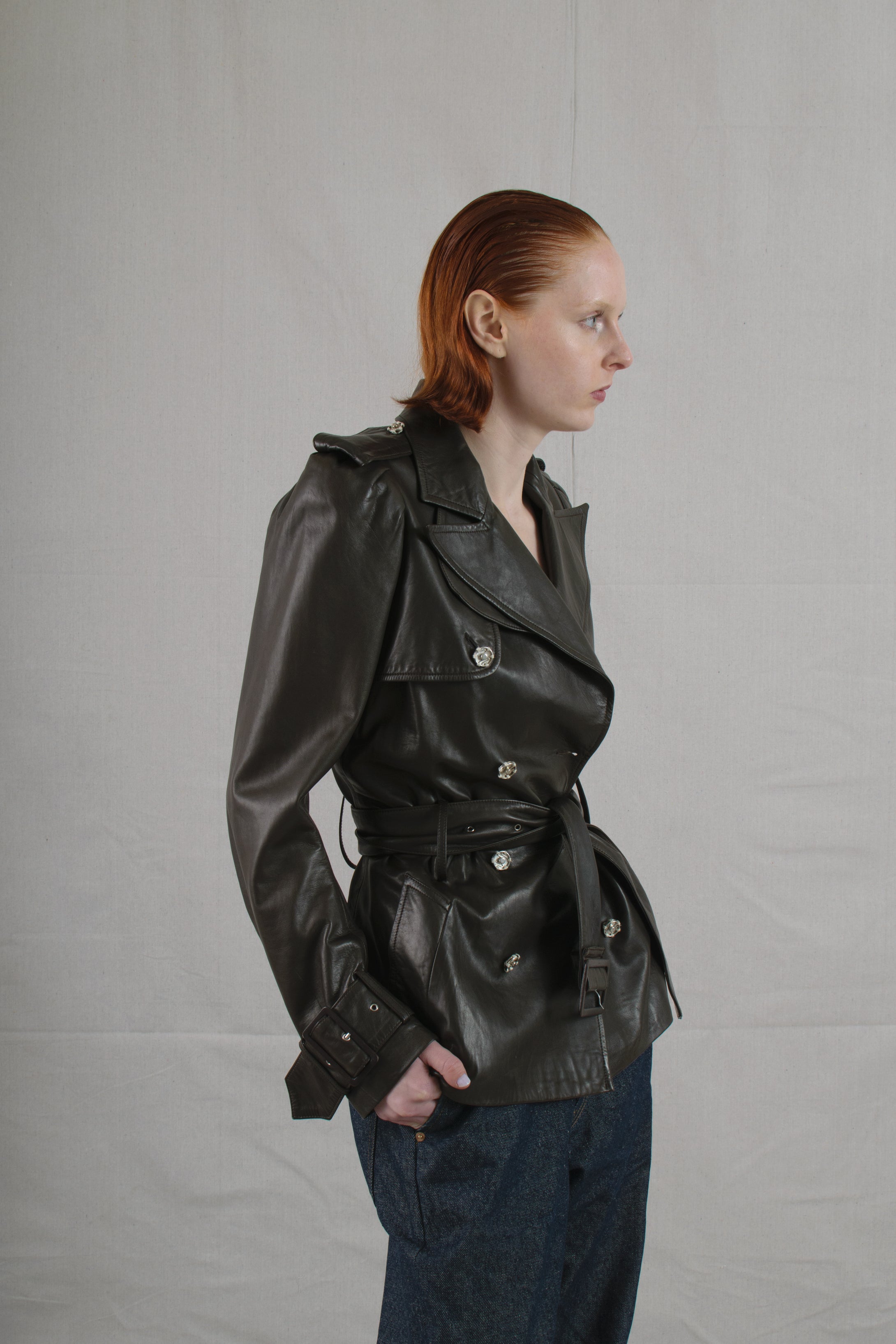 Fall 2001 John Galliano Brown Leather Jacket