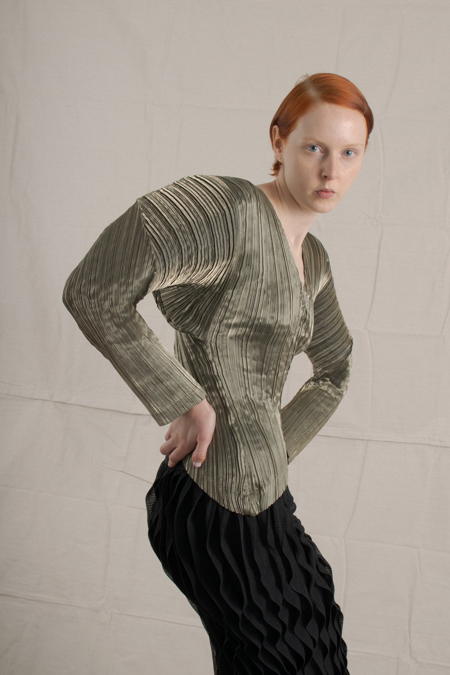 Fall 89/90 Issey Miyake Bronze Sculptural Pleated Top