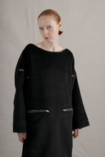 Load image into Gallery viewer, 80&#39;s Morgane Le Fay Sheared Wool Faux Fur Black Zipper Dress
