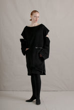 Load image into Gallery viewer, 80&#39;s Morgane Le Fay Sheared Wool Faux Fur Black Zipper Dress
