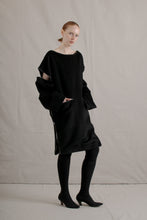 Load image into Gallery viewer, 80&#39;s Morgane Le Fay Sheared Wool Faux Fur Black Zipper Dress
