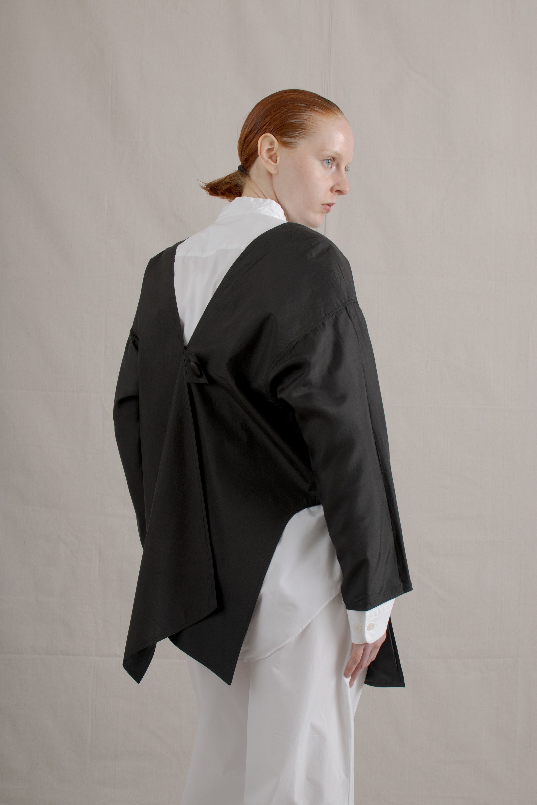 1980's Avant-Garde Black Silk Smock