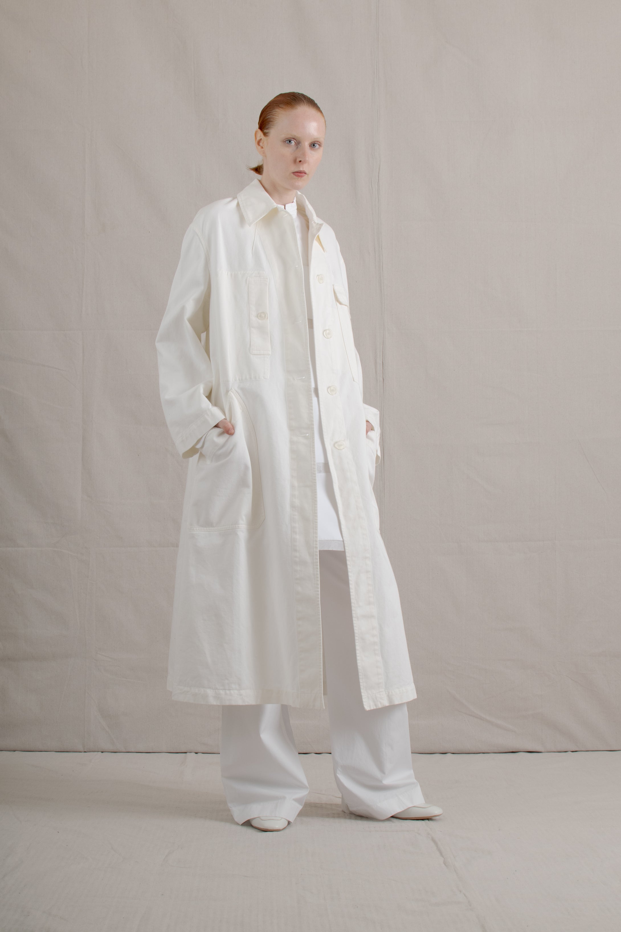 Dries Van Noten White Cotton Duster